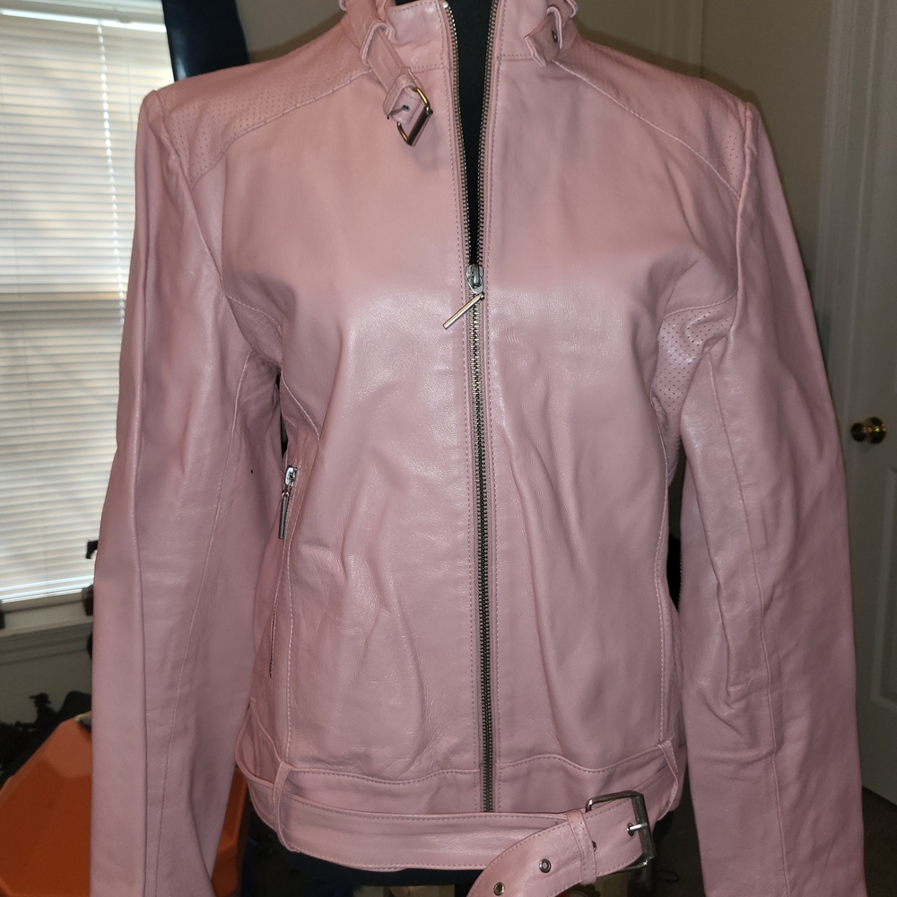 Women's Pink Leather Jacket